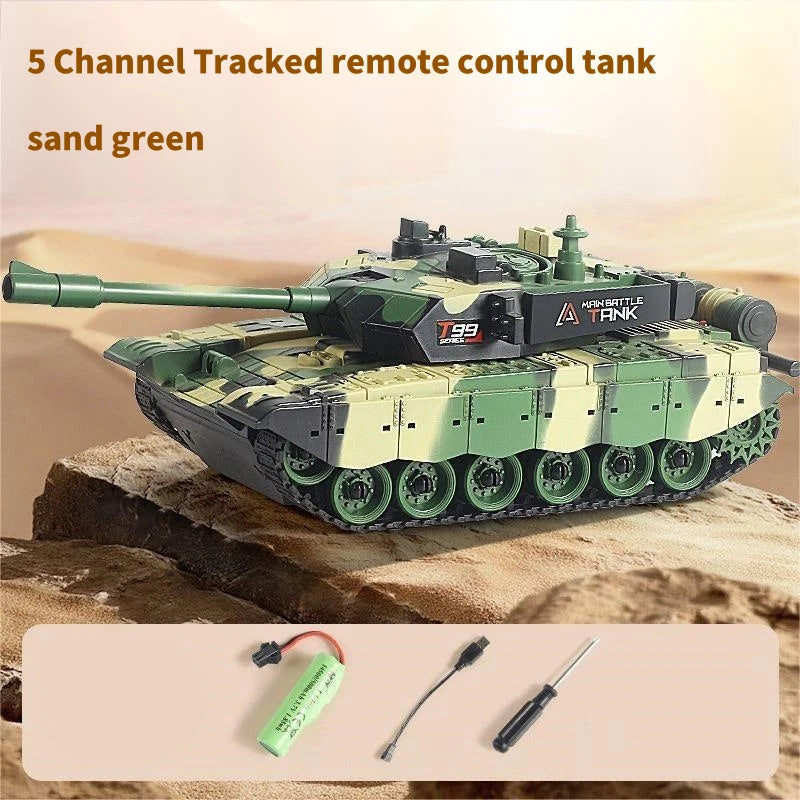 2.4G Remote Control Tracked Tank with Lights 5 11CH Remote Control Armored Vehicle Model Kids Toys Multiplayer Competition Game
