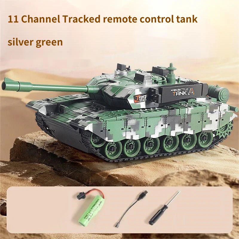 2.4G Remote Control Tracked Tank with Lights 5 11CH Remote Control Armored Vehicle Model Kids Toys Multiplayer Competition Game