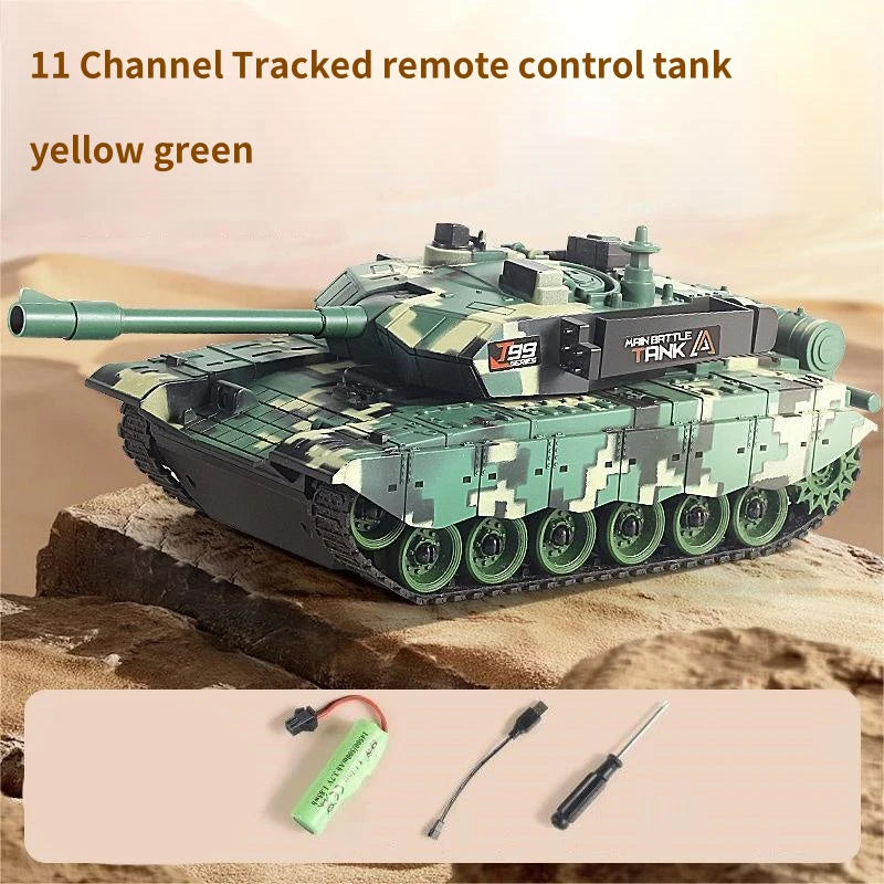 2.4G Remote Control Tracked Tank with Lights 5 11CH Remote Control Armored Vehicle Model Kids Toys Multiplayer Competition Game