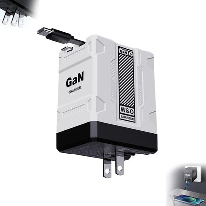 2 in 1 Gan Charger 120W, New Scalable Retractable 120W Fast Charger Module, All in 1 Foldable Charging Adapter Wall Plug with Type-C Cables for Phone, Tablet, Laptops(White)