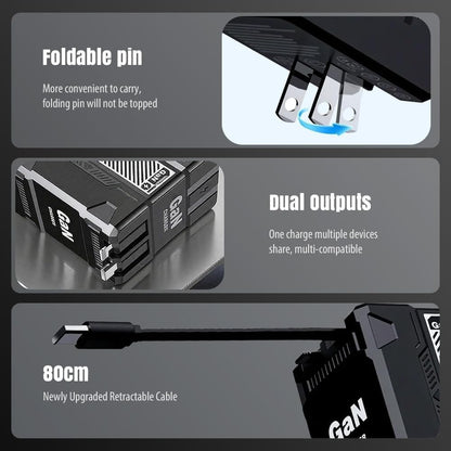 2 in 1 Gan Charger 120W, New Scalable Retractable 120W Fast Charger Module, All in 1 Foldable Charging Adapter Wall Plug with Type-C Cables for Phone, Tablet, Laptops(White)