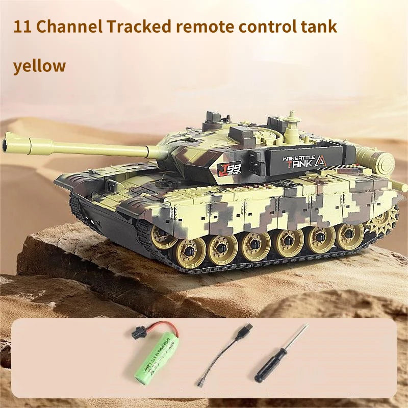 2.4G Remote Control Tracked Tank with Lights 5 11CH Remote Control Armored Vehicle Model Kids Toys Multiplayer Competition Game