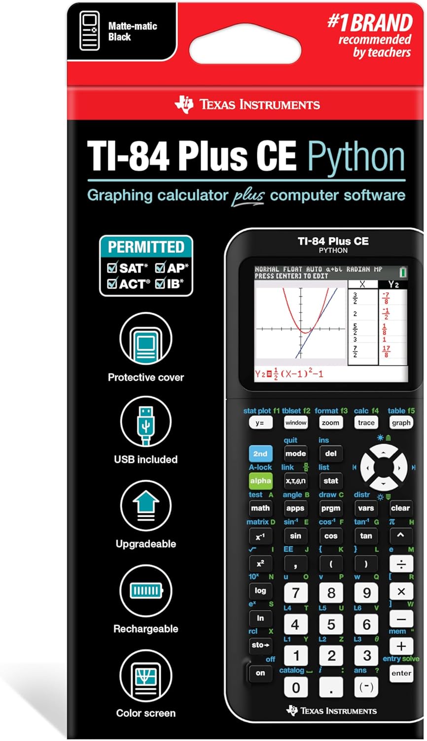 TI-84 plus CE Color Graphing Calculator, Black