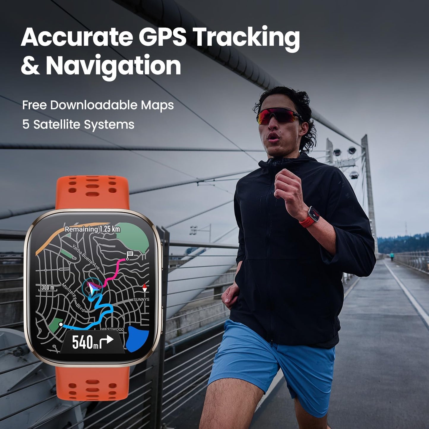 Bip 6 Smart Watch 46Mm, 14 Day Battery, 1.97" AMOLED Display, GPS & Free Maps, AI, Bluetooth Call & Text, Health, Fitness & Sleep Tracker, 140+ Workout Modes, 5 ATM Water-Resistance, Black