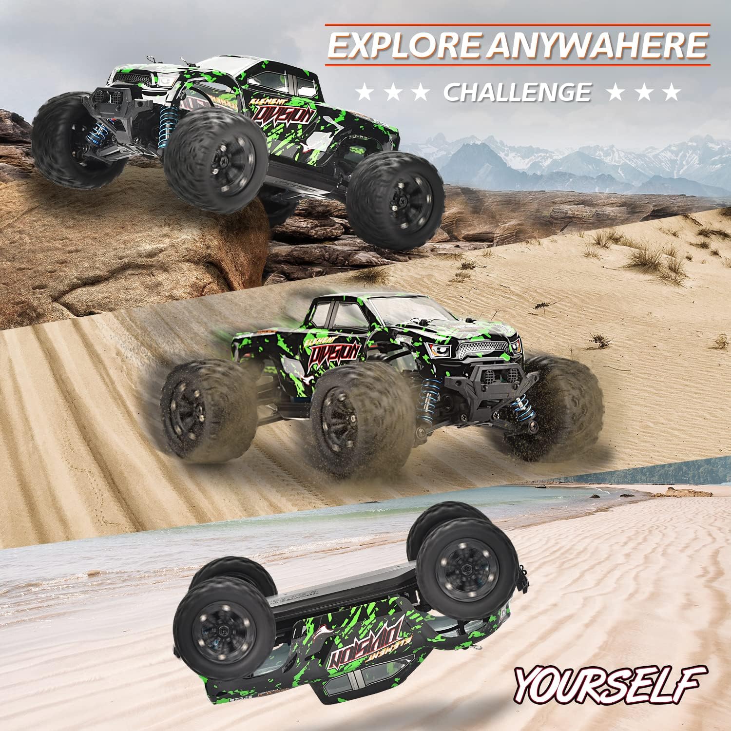 1:18 Scale All Terrain RC Cars, 40KM/H High Speed 4WD Remote Control Car with 2 Rechargeable Batteries, 4X4 off Road Monster Truck, 2.4Ghz Electric Vehicle Toys Gifts for Kids and Adults