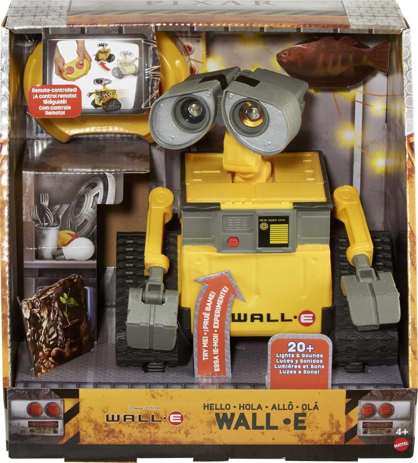 Disney Pixar WALL-E RC Robot Toy with 20+ Lights & Sounds, Hello WALL-E Action Figure & Remote Control (Amazon Exclusive)