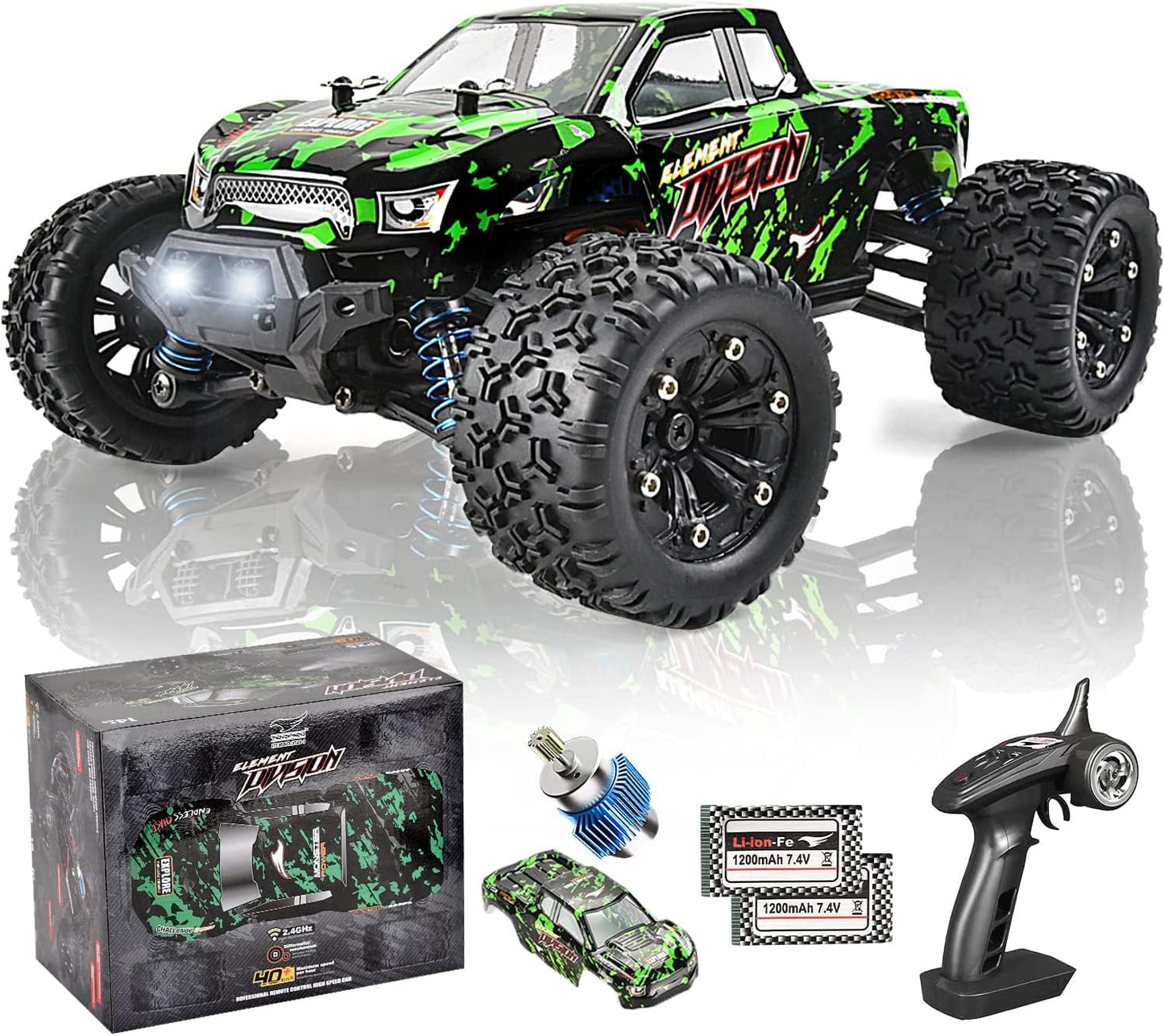 1:18 Scale All Terrain RC Cars, 40KM/H High Speed 4WD Remote Control Car with 2 Rechargeable Batteries, 4X4 off Road Monster Truck, 2.4Ghz Electric Vehicle Toys Gifts for Kids and Adults