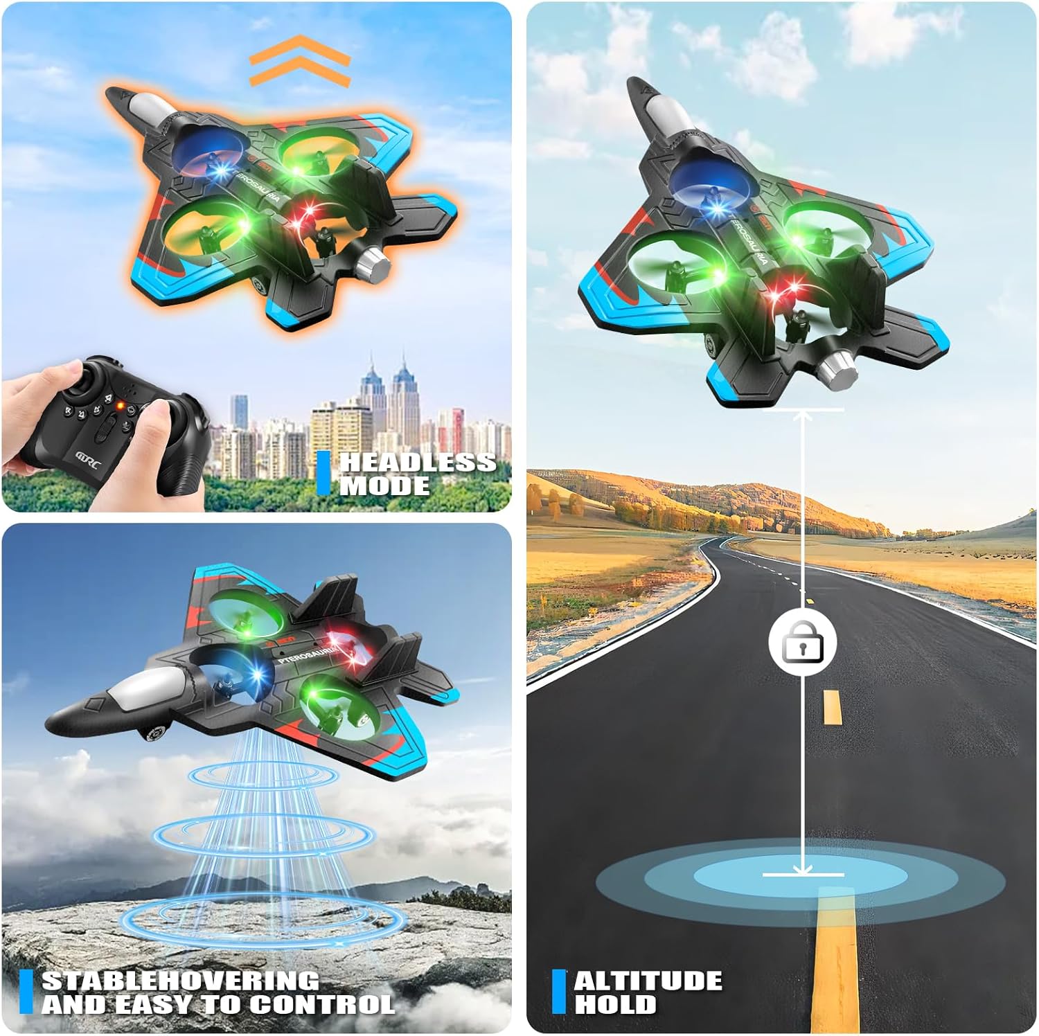 V32 Foam Remote Control Airplanes RC Planes for Kids Adults 8-16, RC Airplane Fighter Jet with Light, 360° Flip Fighter Jet Toys, Stunt Roll, Airplane Toy Gifts for Kids Boys