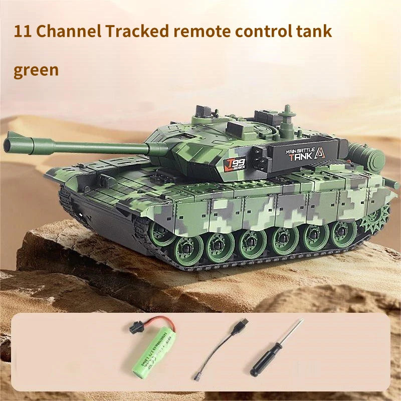 2.4G Remote Control Tracked Tank with Lights 5 11CH Remote Control Armored Vehicle Model Kids Toys Multiplayer Competition Game