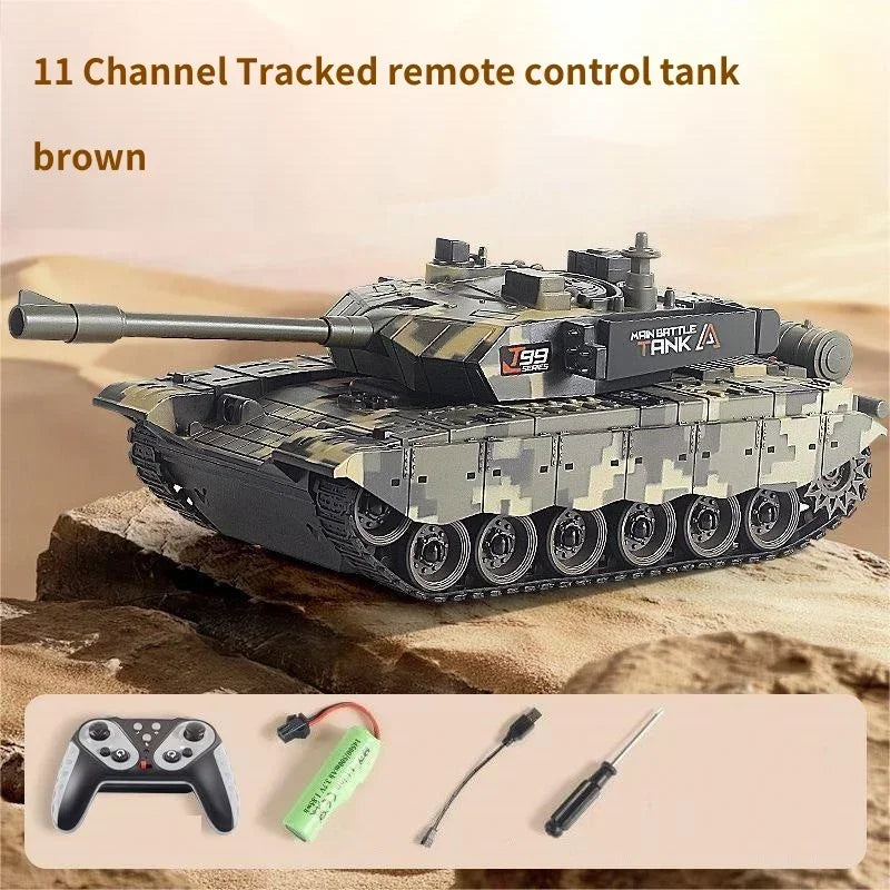 2.4G Remote Control Tracked Tank with Lights 5 11CH Remote Control Armored Vehicle Model Kids Toys Multiplayer Competition Game