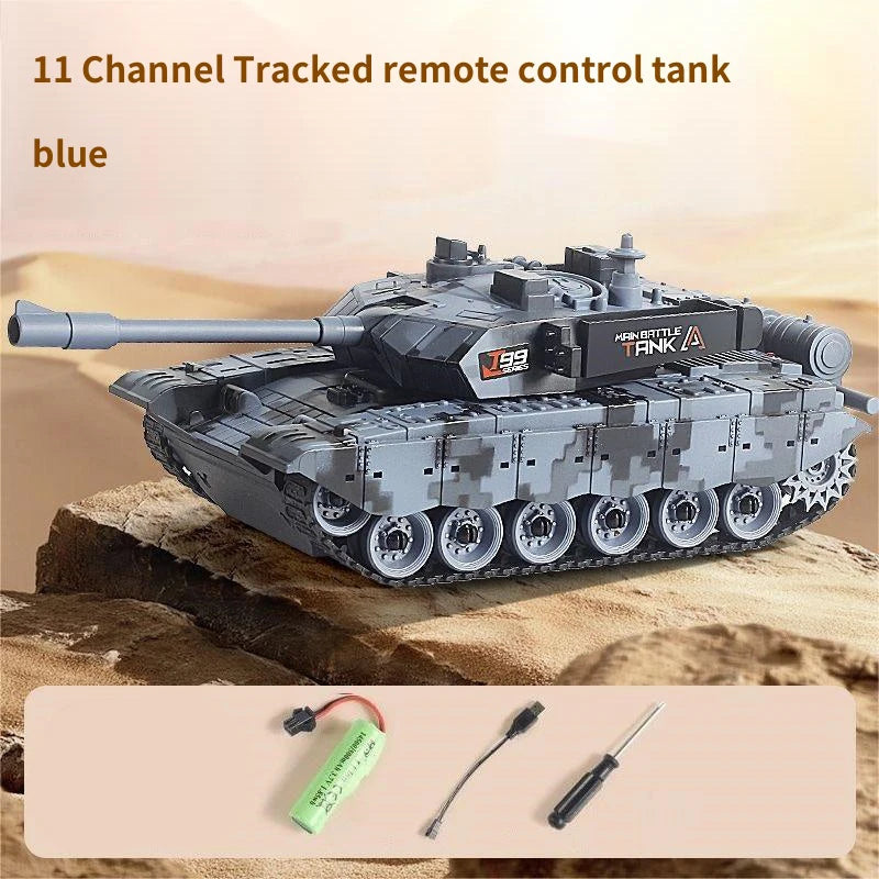 2.4G Remote Control Tracked Tank with Lights 5 11CH Remote Control Armored Vehicle Model Kids Toys Multiplayer Competition Game