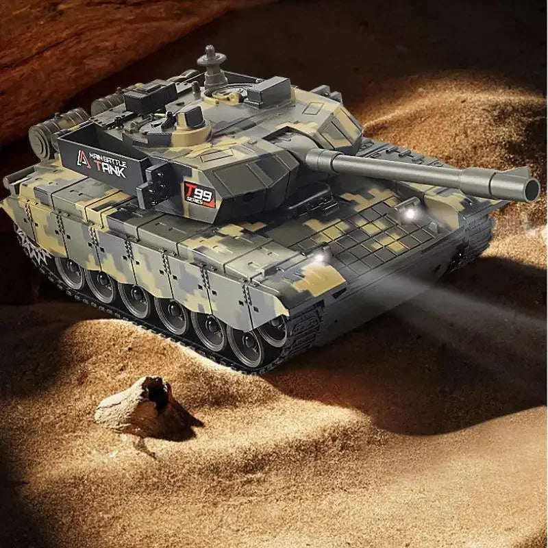 2.4G Remote Control Tracked Tank with Lights 5 11CH Remote Control Armored Vehicle Model Kids Toys Multiplayer Competition Game