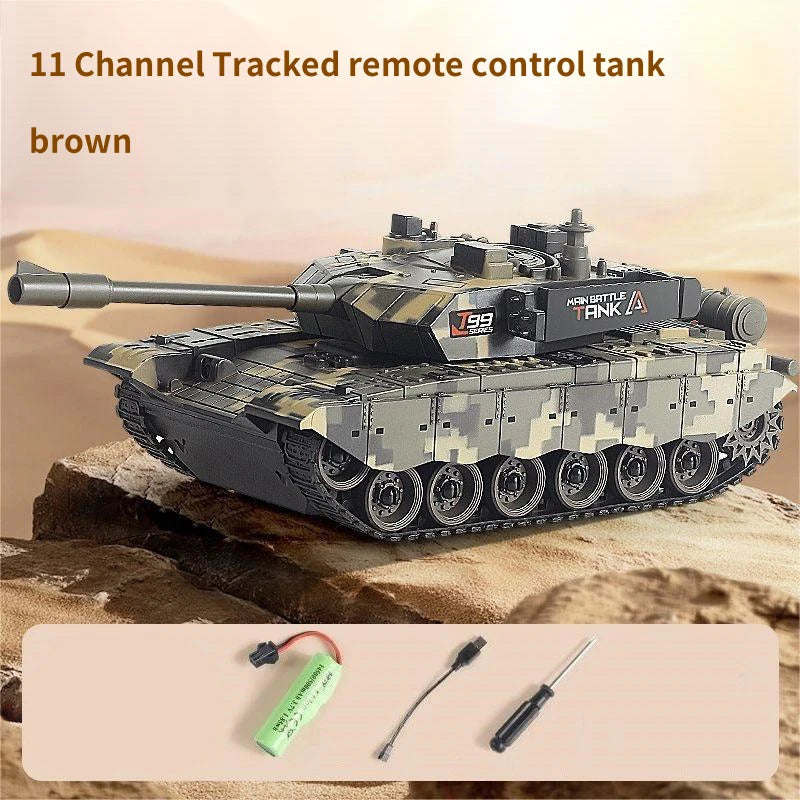 2.4G Remote Control Tracked Tank with Lights 5 11CH Remote Control Armored Vehicle Model Kids Toys Multiplayer Competition Game