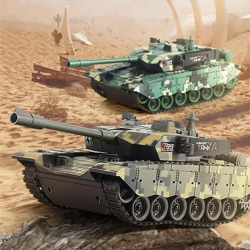 2.4G Remote Control Tracked Tank with Lights 5 11CH Remote Control Armored Vehicle Model Kids Toys Multiplayer Competition Game